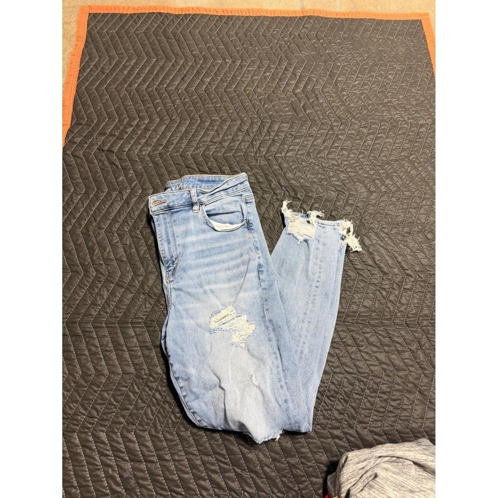 American Eagle Next Level Distressed High Rise Skinny Jeans Light Wash 16